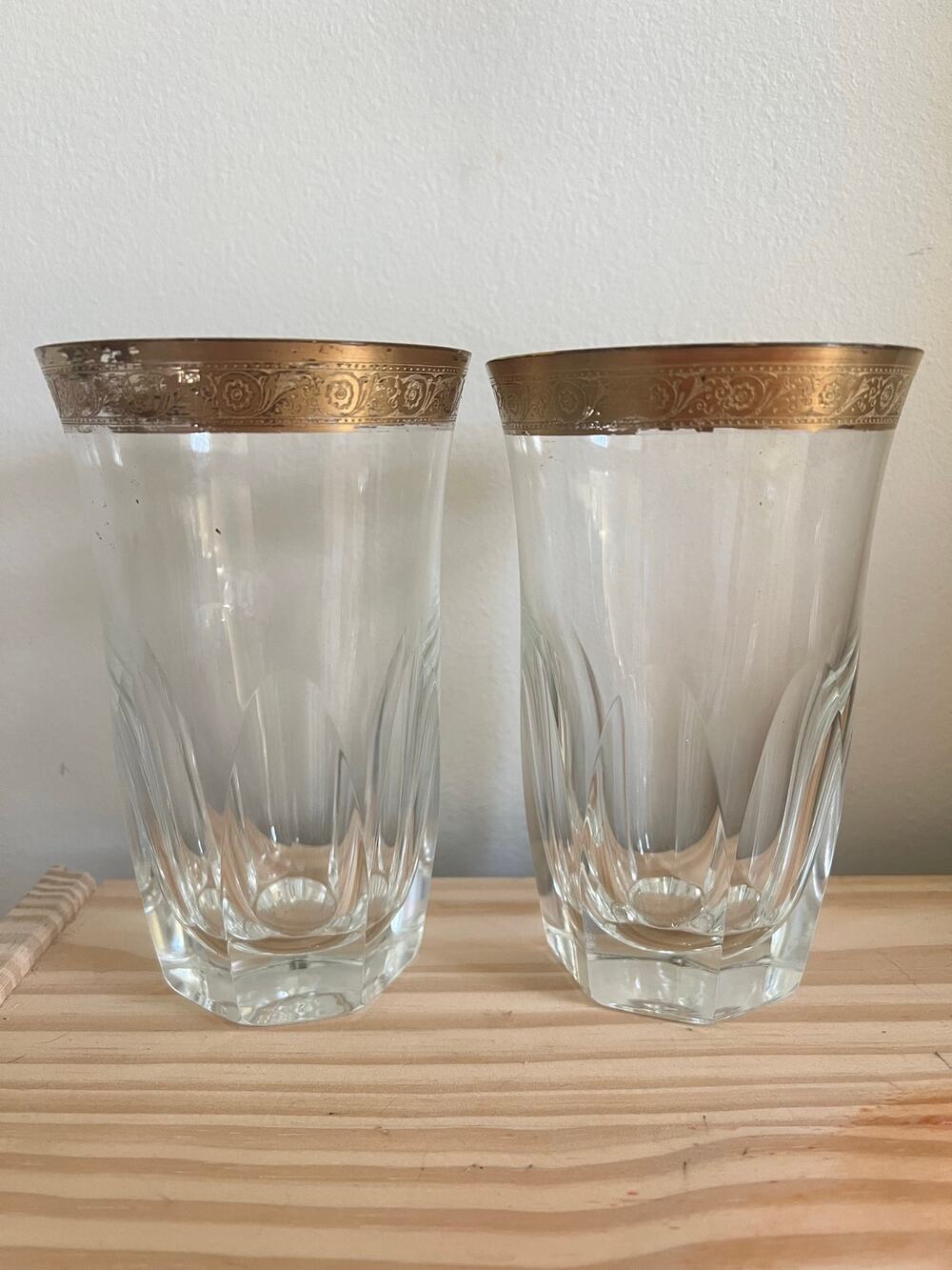 S/2 "Jessie" Cut Crystal Highball Glasses - Bohemia Crystalite
